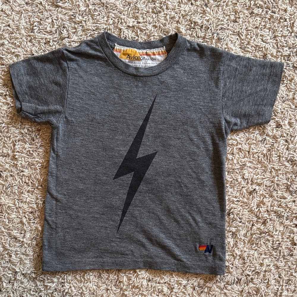 Aviator Nation Charcoal Lightning Tee for Kids